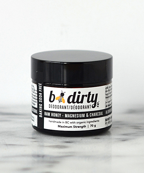 BDirty Natural Deodorant. Raw Honey, Magnesium, Charcoal